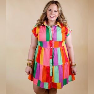 XL Corduroy Color Block Dress